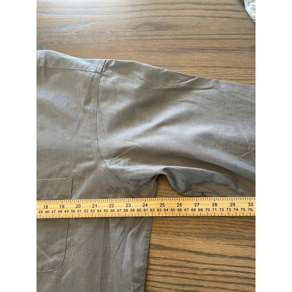 IZOD Mens Dress Shirt Gray 80s 2-Ply Pinpoint Cotton Button Down 17 34/35 XL NWT - Picture 2 of 4